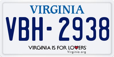 VA license plate VBH2938