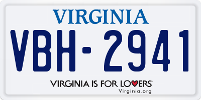VA license plate VBH2941