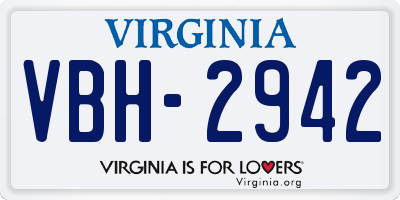 VA license plate VBH2942