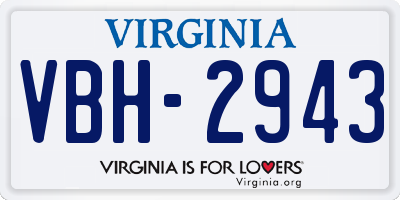VA license plate VBH2943