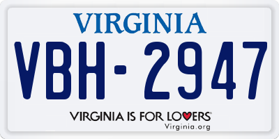 VA license plate VBH2947