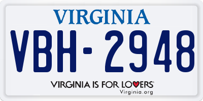 VA license plate VBH2948