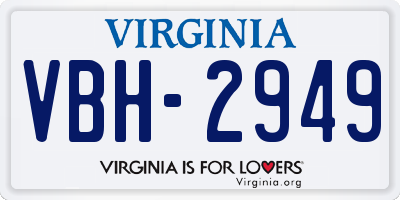 VA license plate VBH2949
