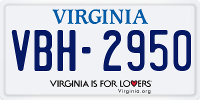VA license plate VBH2950