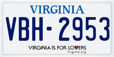 VA license plate VBH2953