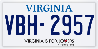 VA license plate VBH2957