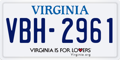 VA license plate VBH2961