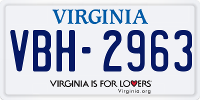 VA license plate VBH2963