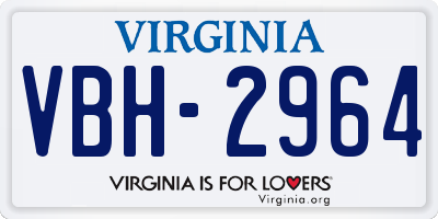 VA license plate VBH2964