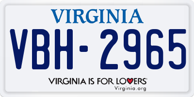 VA license plate VBH2965