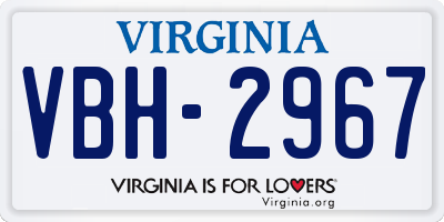 VA license plate VBH2967
