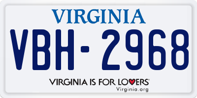 VA license plate VBH2968