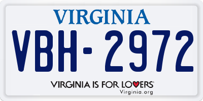 VA license plate VBH2972