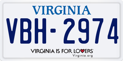 VA license plate VBH2974