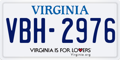VA license plate VBH2976