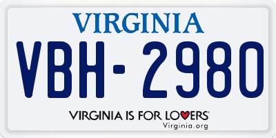 VA license plate VBH2980