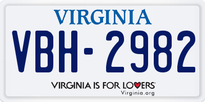 VA license plate VBH2982