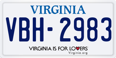 VA license plate VBH2983