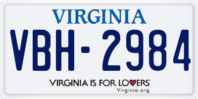 VA license plate VBH2984