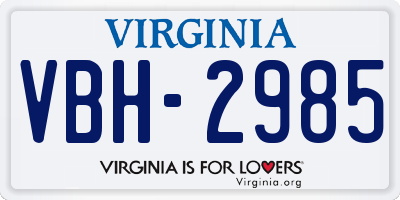 VA license plate VBH2985