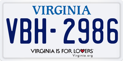 VA license plate VBH2986