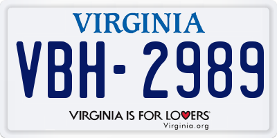 VA license plate VBH2989