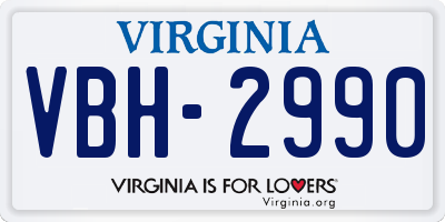 VA license plate VBH2990