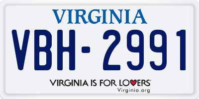 VA license plate VBH2991