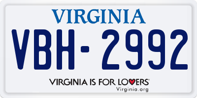 VA license plate VBH2992