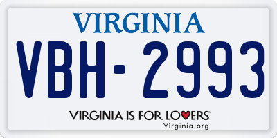 VA license plate VBH2993