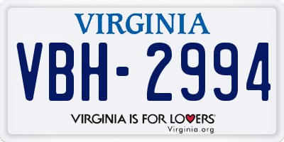 VA license plate VBH2994