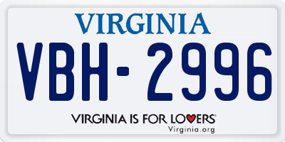 VA license plate VBH2996