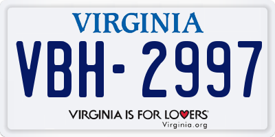 VA license plate VBH2997