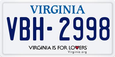 VA license plate VBH2998