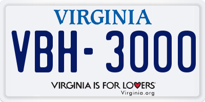 VA license plate VBH3000