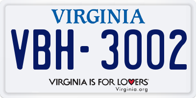 VA license plate VBH3002