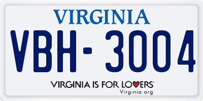 VA license plate VBH3004