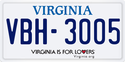 VA license plate VBH3005