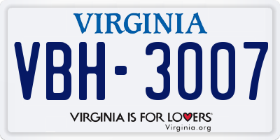 VA license plate VBH3007
