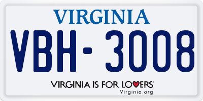 VA license plate VBH3008