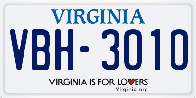 VA license plate VBH3010