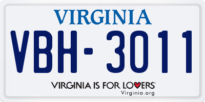 VA license plate VBH3011