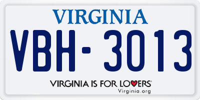 VA license plate VBH3013