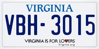 VA license plate VBH3015
