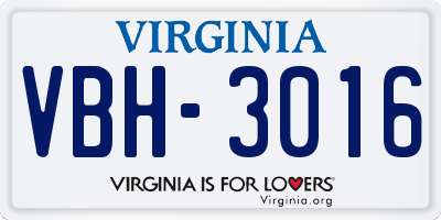 VA license plate VBH3016