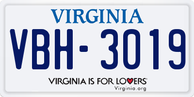 VA license plate VBH3019