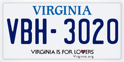 VA license plate VBH3020