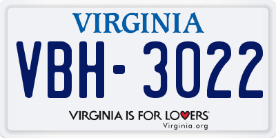 VA license plate VBH3022