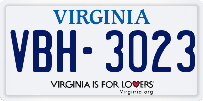 VA license plate VBH3023