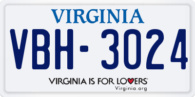 VA license plate VBH3024